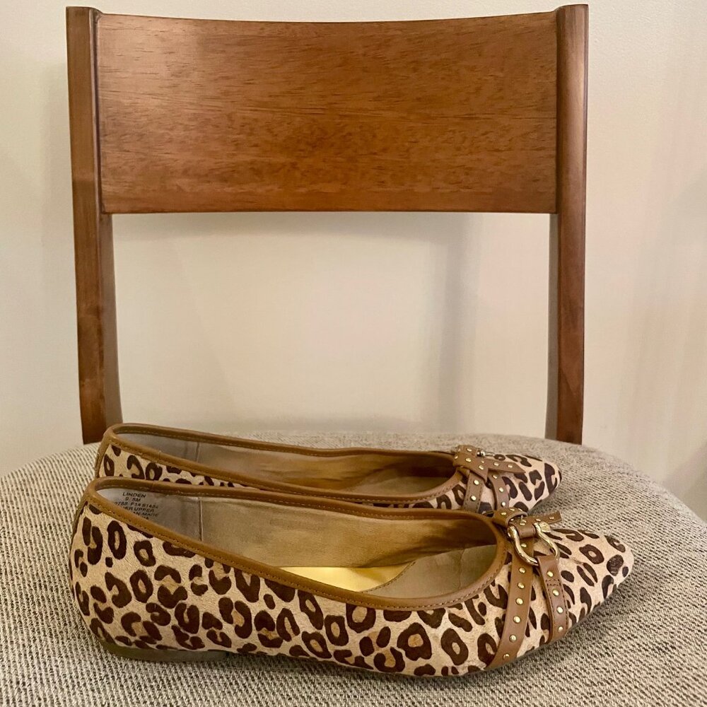 Sperry Top Sider leopard print animal hair pointy toe ballet flat size 9.5